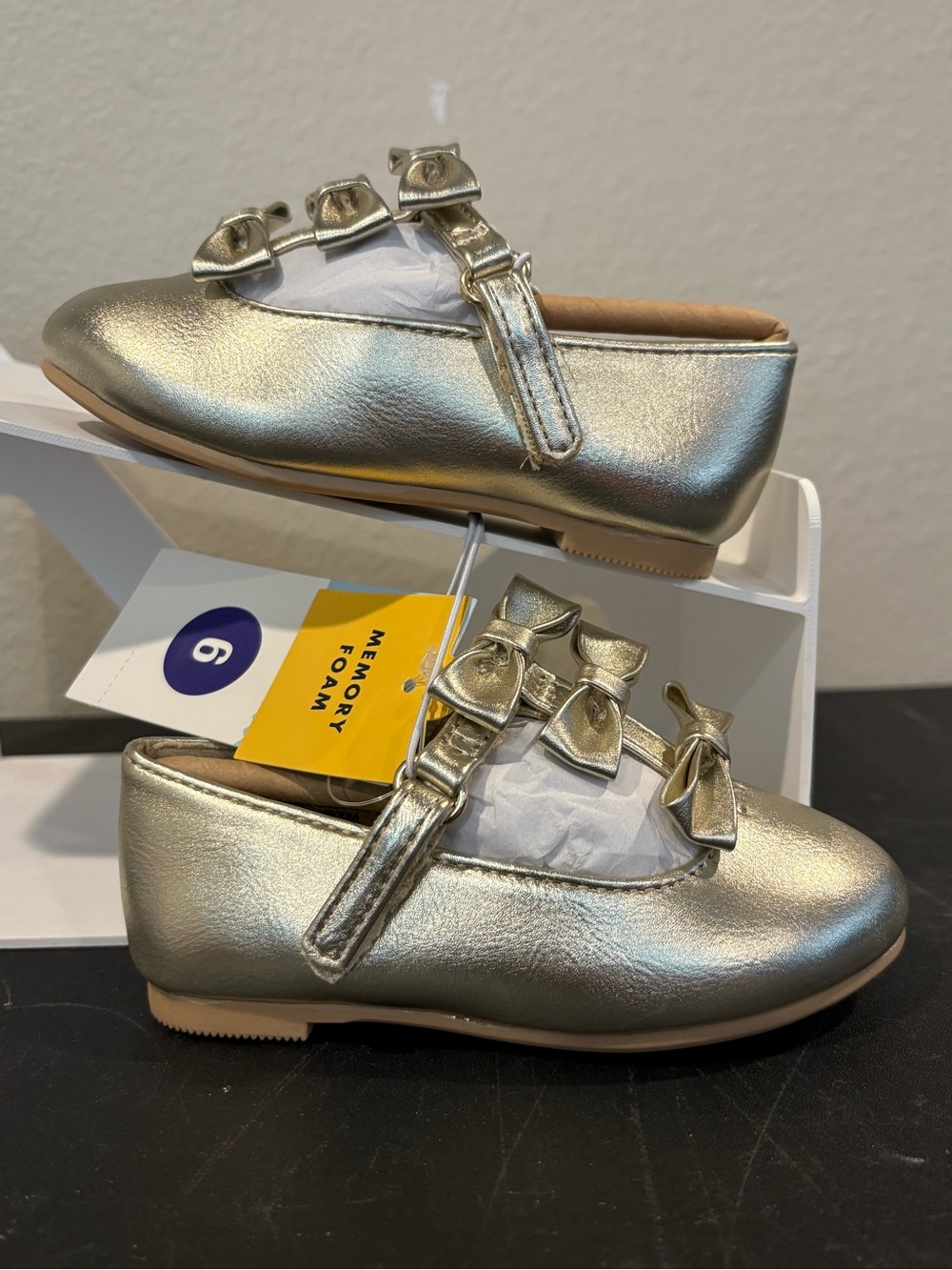NEW Toddler Girls' Eliana Mary Jane Flats - Cat & Jack™ Size 6 Gold with Box